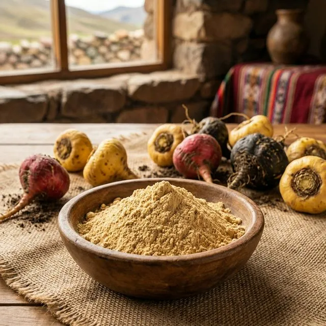 Bio-Gelatiniertes Maca-Wurzelpulver (Schwarz/Rot/Gelb Mischung)